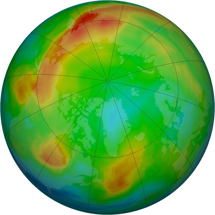 Arctic ozone map for 12 January 1989